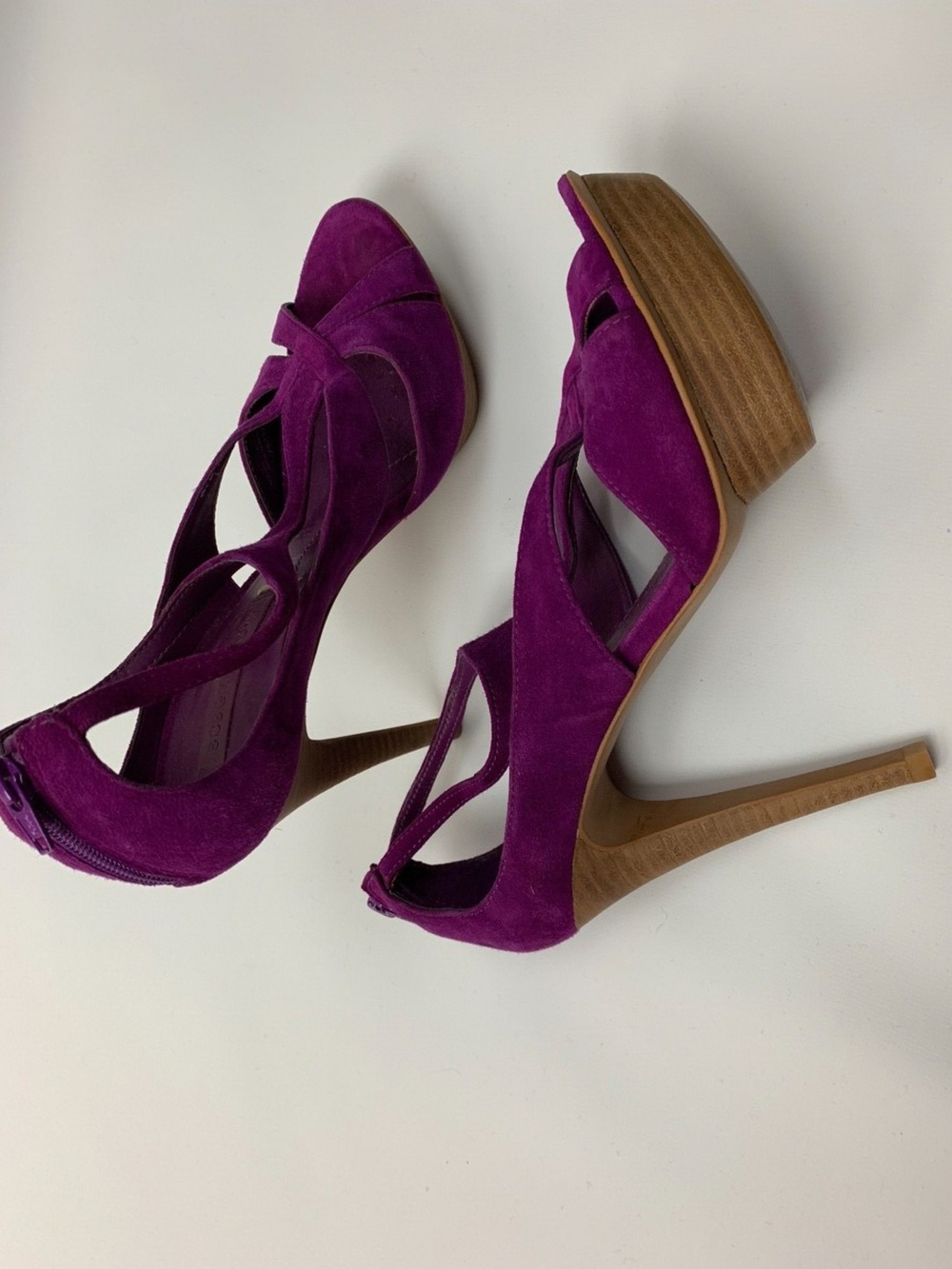 Y2k BCBG Purple Suede Platform Sandals